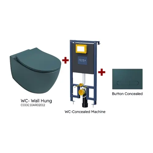 مجموعة الحمام المتكاملة موديل سنتيمنتي ايسفيا أخضر بترولي معلق