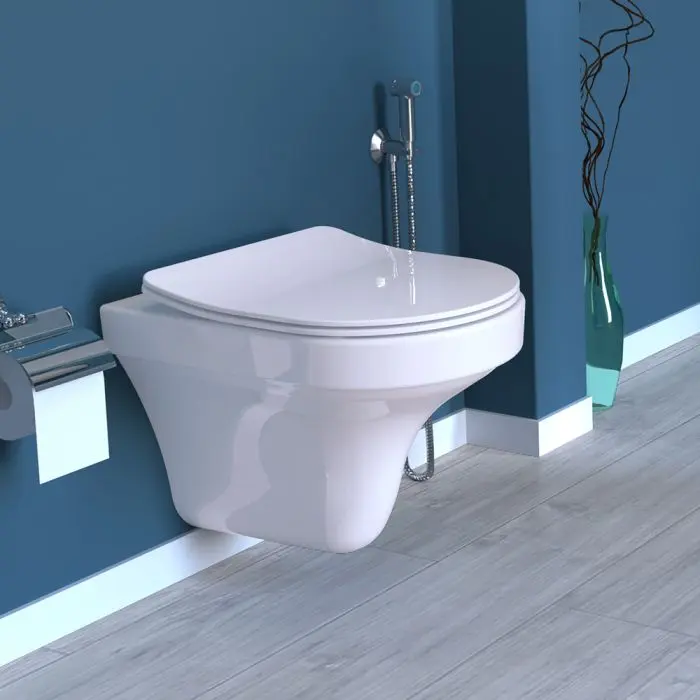 كرسي دورة مياه معلق  موديل د الخزف السعودي ابيض