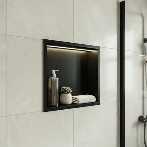 بوكس حمام مخفي مربع هوميك 30 × 30 سم أسود