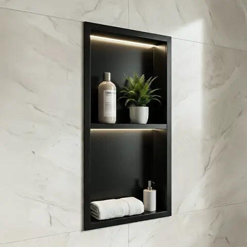 بوكس حمام مخفي مستطيل عامودي هوميك 30 × 60 سم أسود