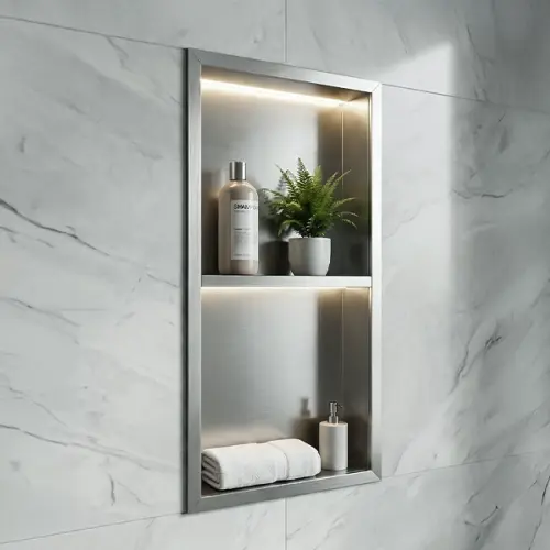 بوكس حمام مخفي مستطيل عامودي هوميك 30 × 60 سم فضي