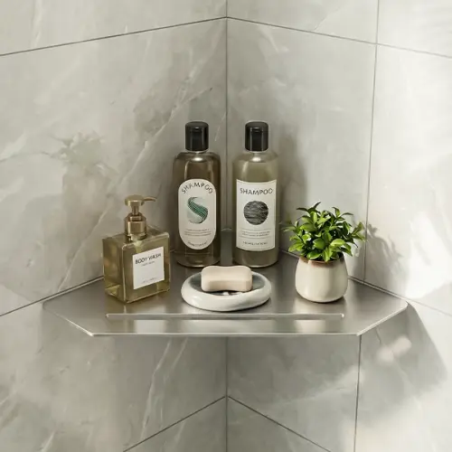 رف حمام معدني هوميك فتحة واحدة فضي