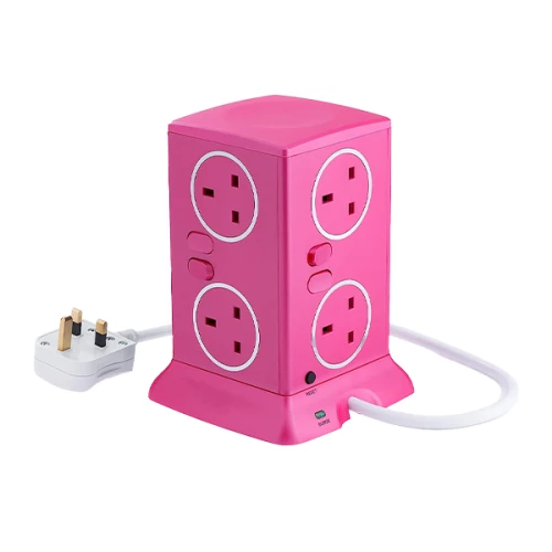 محول الفنار 4 يو اس بي 6 مقابس اللون الوردي