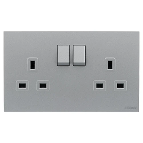 فيش ثنائي ماسه الفنار مع مفتاح 7×14- 13 أمبير رمادي