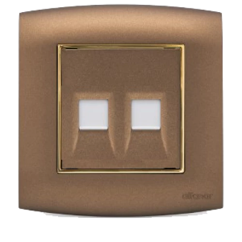 مخرج داتا أمنية كات 6 مزدوج الفنار نحاسي مع اطار ذهبي