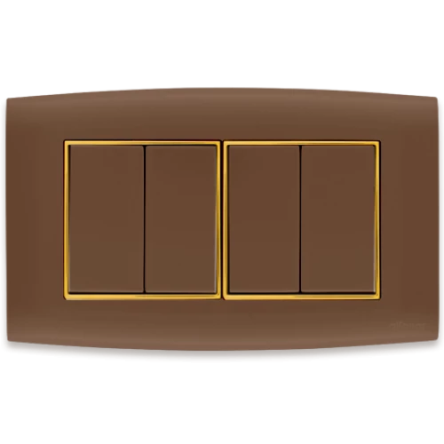 مفتاح أمنية 10 أمبير رباعي الفنار نحاسي  مع  إطار ذهبي دريكسيون