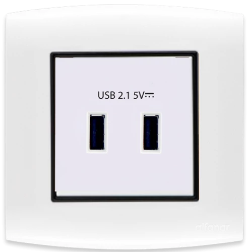 فيشة يو اس بي مزوج امنية الفنار أبيض مع اطار اسود