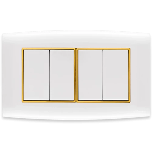 مفتاح أمنية 10 أمبير رباعي الفنار أبيض مع إطار ذهبي عادي