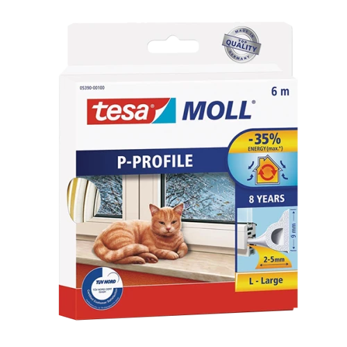 لاصق لمنع التسريب تحت الباب تيسا أبيض 6 متر × 9 ملم