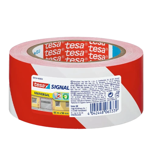 شريط تحذير تيسا أحمر مع أبيض 66 متر × 50 ملم