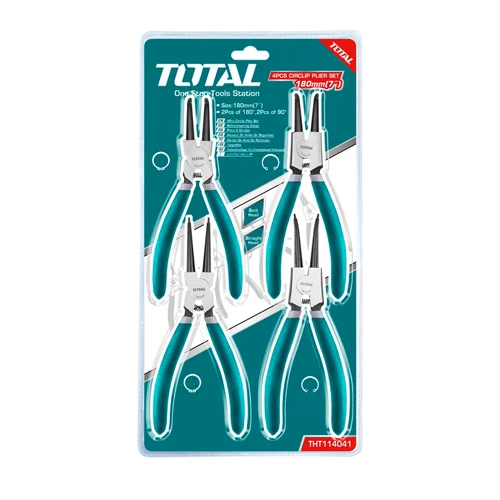 مجموعة كماشات توتال 4 قطع مع حلقة احكام مقاس 7 انش