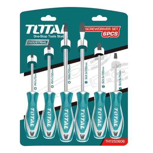 طقم مفكات توتال 6 قطع عادي وصليبة