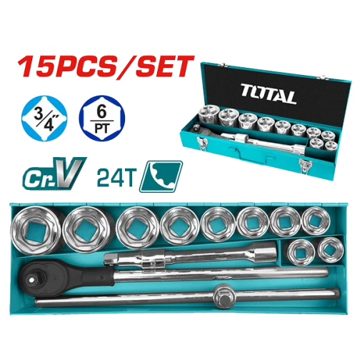 طقم لقم توتال  3\4 انش 15 قطعة