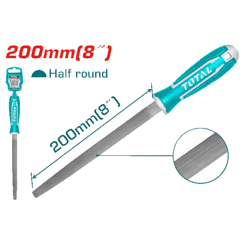 مبرد نصف دائرة يد بلاستيك حدادى توتال 200 ملم