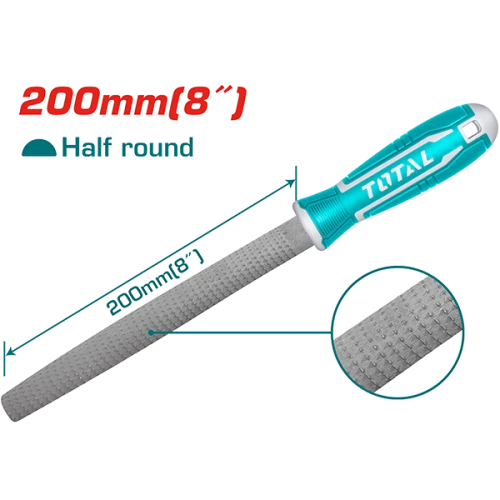 مبرد نصف دائرة يد بلاستيك خشابى توتال 200 ملم
