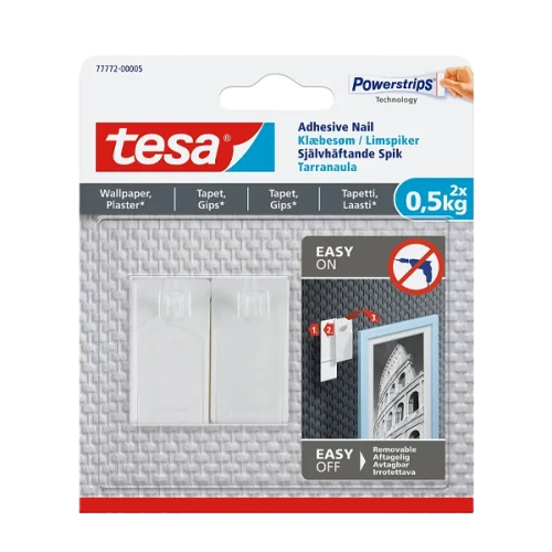 شماعة تعليق لاصقة بلاستيك تيسا أبيض تتحمل حتي 0.5 كيلو